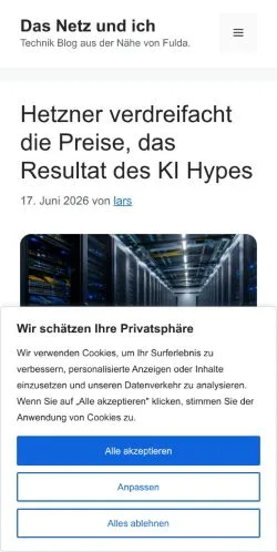 Anteprima del sito Das Netz Und Ich, media di Germania per articoli sponsorizzati