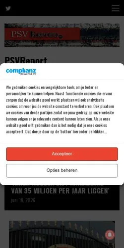 Pré-visualização do site PSVReport, meio de Países Baixos para artigos patrocinados