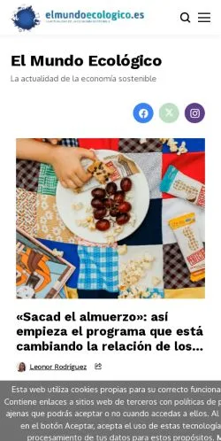 Anteprima del sito El Mundo Ecológico, media di Spagna per articoli sponsorizzati