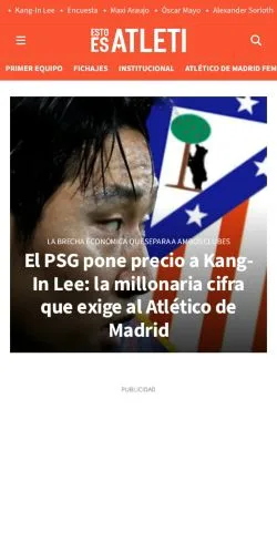 Anteprima del sito Esto Es Atleti, media di Spagna per articoli sponsorizzati