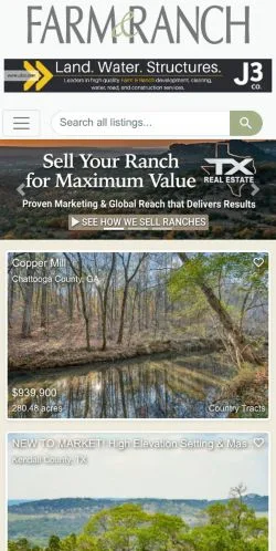 スポンサード記事向けのアメリカ合衆国メディア、Farm and Ranchのサイトプレビュー