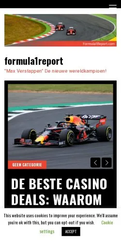 Preview of the Formula1Report website, a media outlet in Netherlands for sponsored articles