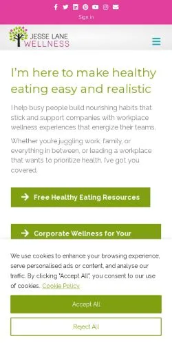Podgląd witryny Jesse Lane Wellness, medium z kraju Stany Zjednoczone do artykułów sponsorowanych