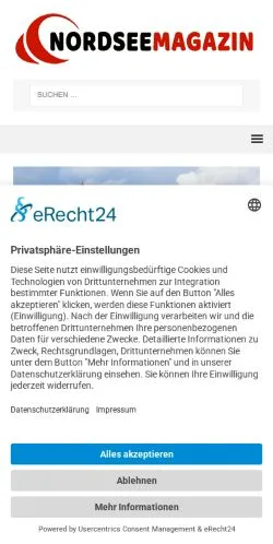 Podgląd witryny Nordsee Magazin, medium z kraju Niemcy do artykułów sponsorowanych