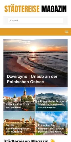 Podgląd witryny Städtereisen Magazin, medium z kraju Niemcy do artykułów sponsorowanych