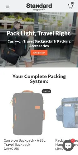 Podgląd witryny Standard Luggage, medium z kraju Stany Zjednoczone do artykułów sponsorowanych