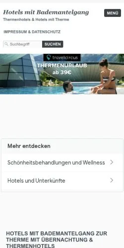 Anteprima del sito Bademantelgang Thermenhotels, media di Germania per articoli sponsorizzati