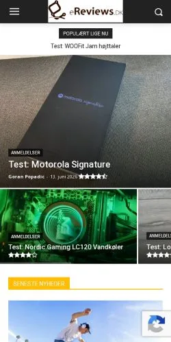 Anteprima del sito eReviews, media di Danimarca per articoli sponsorizzati