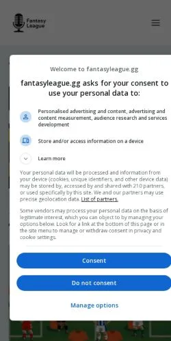 Anteprima del sito FantasyLeague, media di Danimarca per articoli sponsorizzati