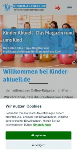 Anteprima del sito Kinder-Aktuell, media di Germania per articoli sponsorizzati