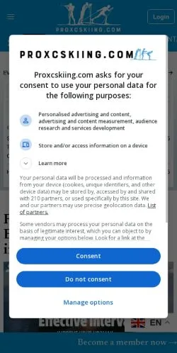 スポンサード記事向けのアメリカ合衆国メディア、ProXCskiingのサイトプレビュー