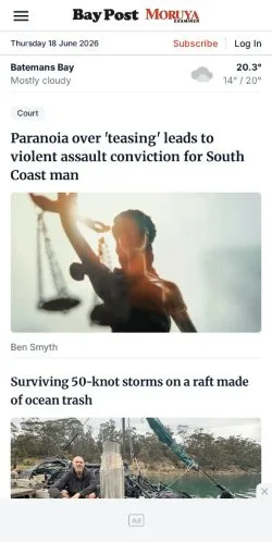 Anteprima del sito Bay Post-Moruya Examiner, media di Australia per articoli sponsorizzati