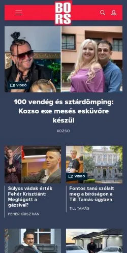 Podgląd witryny BorsOnline, medium z kraju Węgry do artykułów sponsorowanych