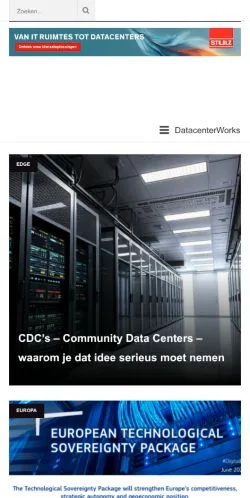 Forhåndsvisning av nettstedet DatacenterWorks, medium fra Nederland for sponsede artikler