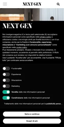 スポンサード記事向けのイタリアメディア、Next Gen Magazineのサイトプレビュー