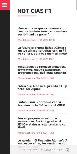Pré-visualização do site Noticias F1, meio de Espanha para artigos patrocinados
