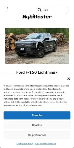 Vorschau der Website Nybiltester, Medium aus Norwegen für gesponserte Artikel