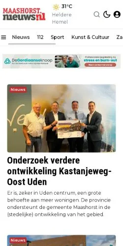 Podgląd witryny Maashorst Nieuws, medium z kraju Holandia do artykułów sponsorowanych
