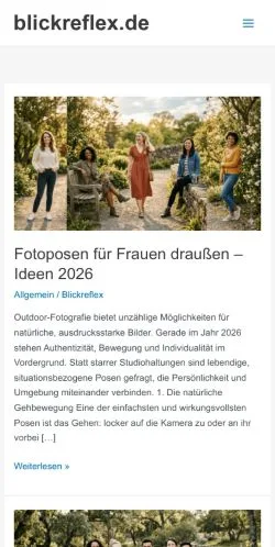 Preview of the Blickreflex Fotografieblog website, a media outlet in Germany for sponsored articles