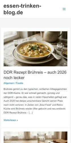 Podgląd witryny Essen-Trinken-Blog, medium z kraju Niemcy do artykułów sponsorowanych