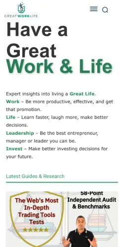 Preview of the Great Work Life website, a media outlet in United States for sponsored articles
