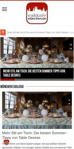 Podgląd witryny Exklusiv München, medium z kraju Niemcy do artykułów sponsorowanych
