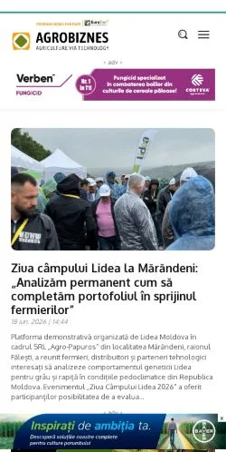 Anteprima del sito Agrobiznes, media di Romania per articoli sponsorizzati