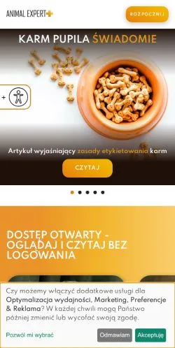 スポンサード記事向けのポーランドメディア、Animal Expert PLUSのサイトプレビュー