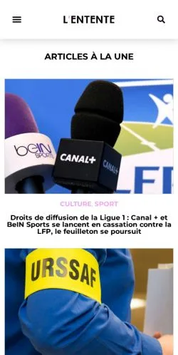 Anteprima del sito L'Entente, media di Francia per articoli sponsorizzati