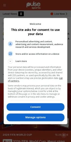 Anteprima del sito Pulse Sports Nigeria, media di Nigeria per articoli sponsorizzati