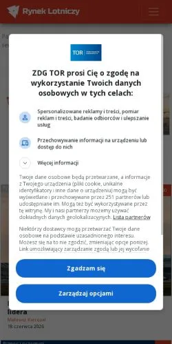 Anteprima del sito Rynek Lotniczy, media di Polonia per articoli sponsorizzati