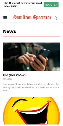 Pré-visualização do site Hamilton Spectator, meio de Austrália para artigos patrocinados
