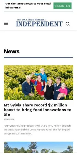 Podgląd witryny The Lockyer & Somerset Independent, medium z kraju Australia do artykułów sponsorowanych