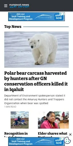 Anteprima del sito Nunavut News, media di Stati Uniti per articoli sponsorizzati