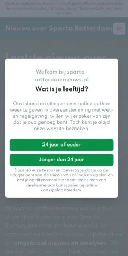 스폰서 기사용 네덜란드 매체 Sparta Rotterdam Nieuws 사이트 미리보기