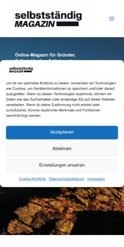 Podgląd witryny Selbstständig Magazin, medium z kraju Niemcy do artykułów sponsorowanych