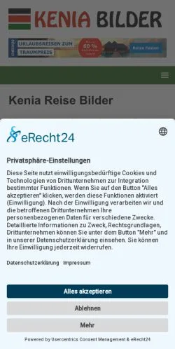 Podgląd witryny Kenia Reise Bilder, medium z kraju Niemcy do artykułów sponsorowanych
