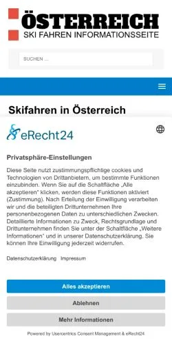 スポンサード記事向けのドイツメディア、Skifahren Österreichのサイトプレビュー