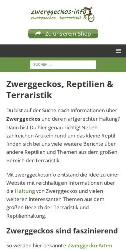 Podgląd witryny Zwerggeckos, medium z kraju Niemcy do artykułów sponsorowanych