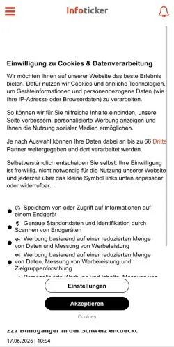 Anteprima del sito Infoticker, media di Svizzera per articoli sponsorizzati