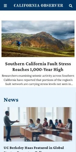 スポンサード記事向けのアメリカ合衆国メディア、California Observerのサイトプレビュー