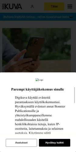 Anteprima del sito DigiKUVA, media di Finlandia per articoli sponsorizzati