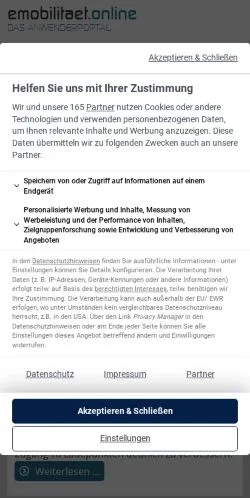Anteprima del sito EMobilitätOnline, media di Germania per articoli sponsorizzati