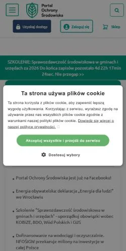 Podgląd witryny Portal Ochrony Środowiska, medium z kraju Polska do artykułów sponsorowanych