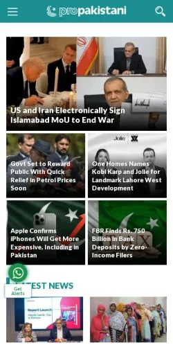 Anteprima del sito ProPakistani, media di Stati Uniti per articoli sponsorizzati
