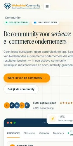Anteprima del sito WebwinkelCommunity, media di Paesi Bassi per articoli sponsorizzati