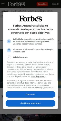 Podgląd witryny Forbes Argentina, medium z kraju Hiszpania do artykułów sponsorowanych