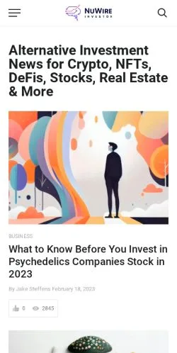 Anteprima del sito Nuwire Investor, media di Stati Uniti per articoli sponsorizzati