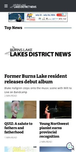 Anteprima del sito Burns Lake Lakes District News, media di Stati Uniti per articoli sponsorizzati