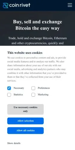 Sponsorlu makaleler için Birleşik Krallık medyası Coin Rivet sitesinin önizlemesi